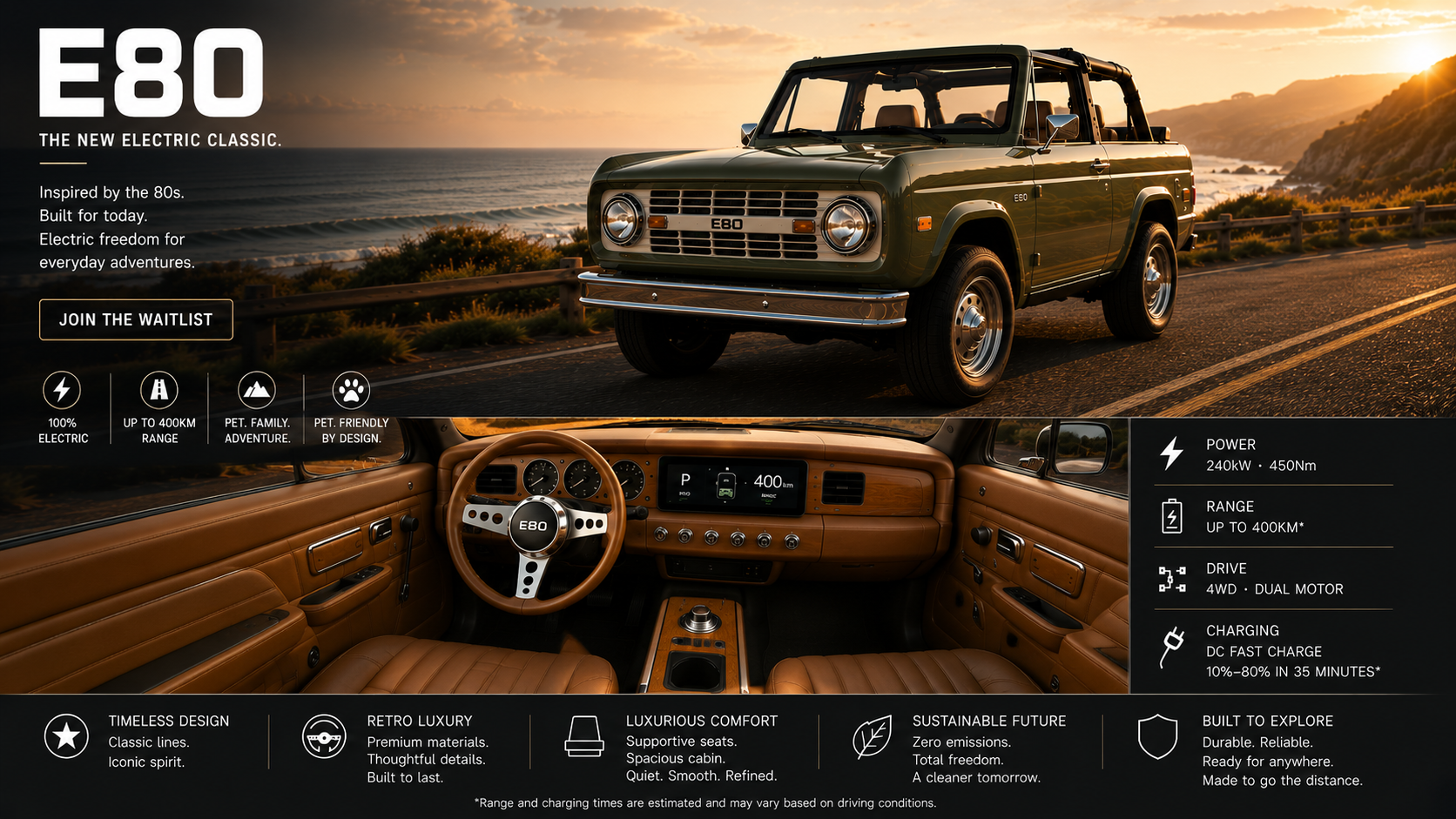 E80 exterior, interior and electric vehicle concept details